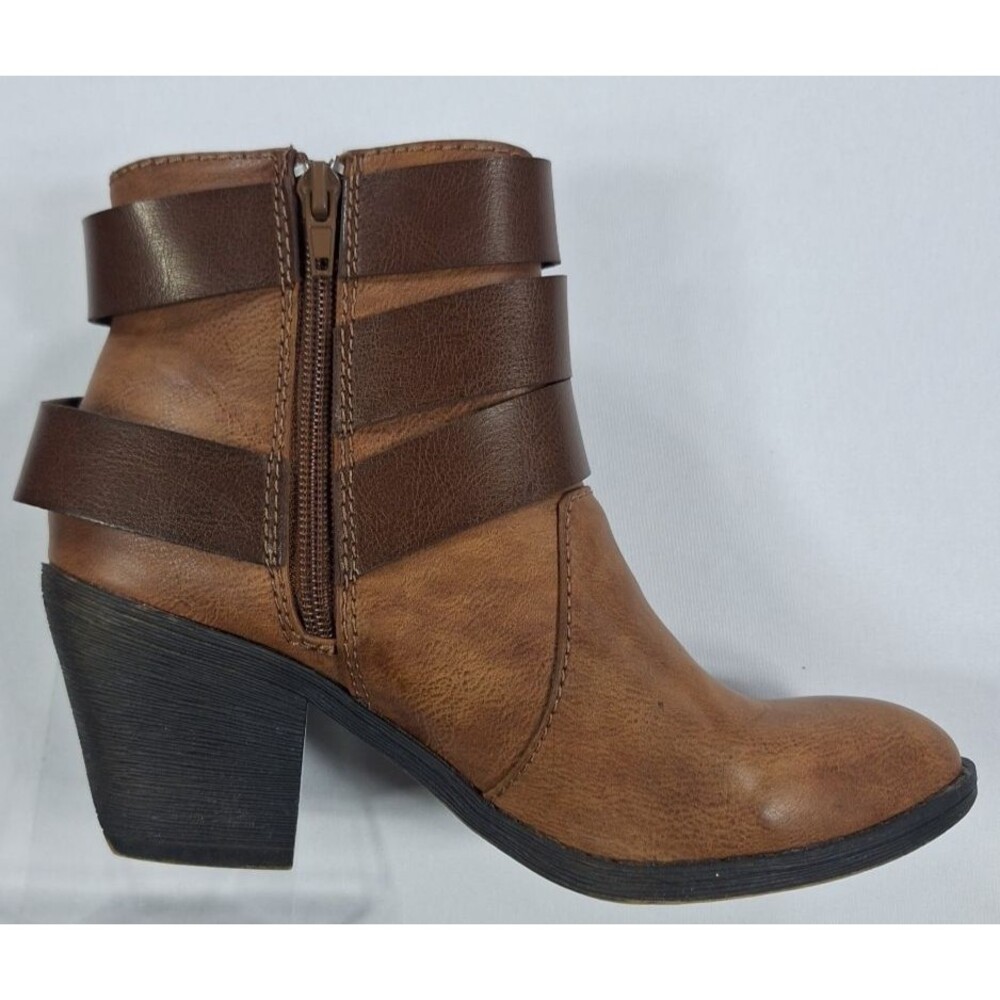 Blowfish Brown Faux Leather Zip-Up Boots Women Size 7.5 Brown Sworn Bootie - Picture 4 of 14